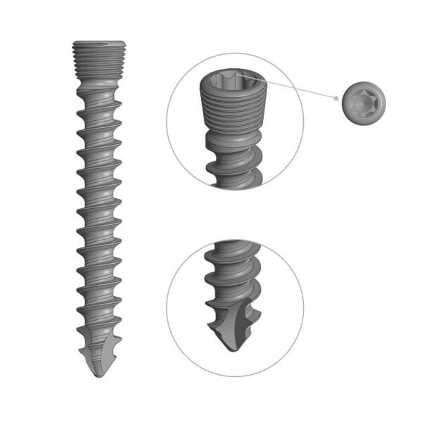 5.0mm Locking Head Cancellous Screw Full Thread - Self Tapping - Star Drive